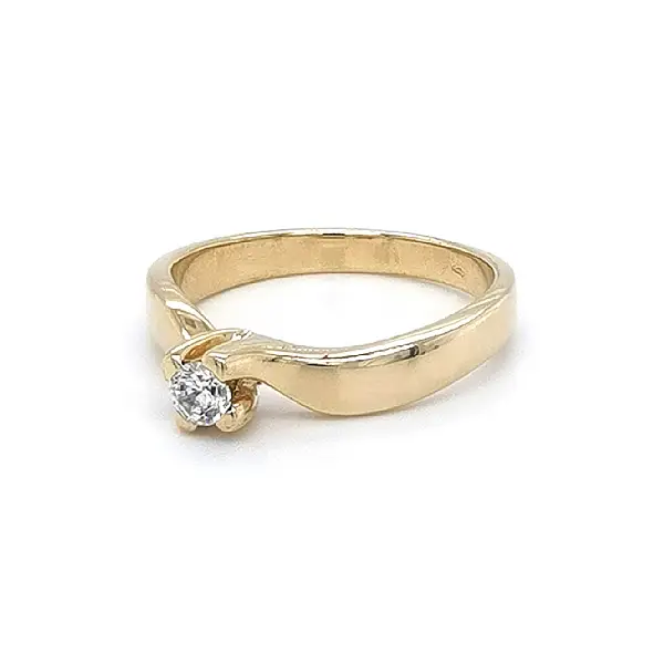 Gold Engagement Ring with Zircon