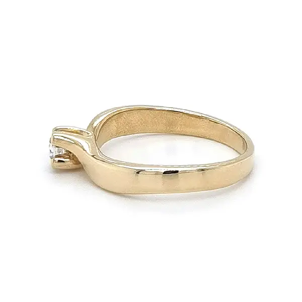 Gold Engagement Ring with Zircon