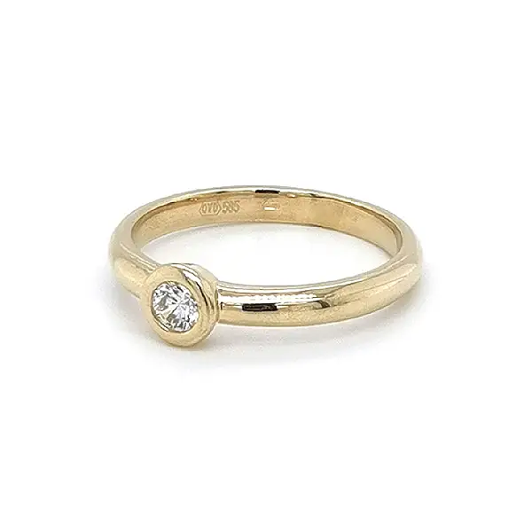 Gold Engagement Ring with Zircon