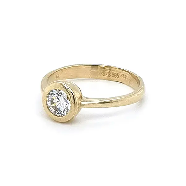 Gold Engagement Ring with Zircon