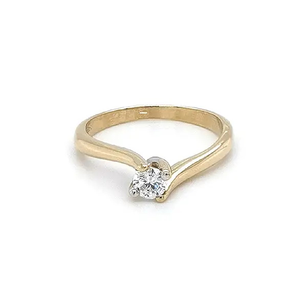 Gold Engagement Ring with Zircon