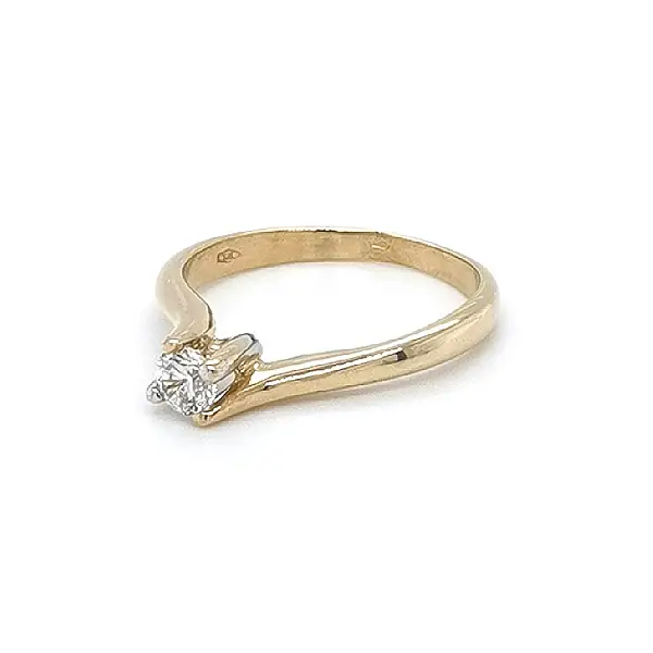 Gold Engagement Ring with Zircon