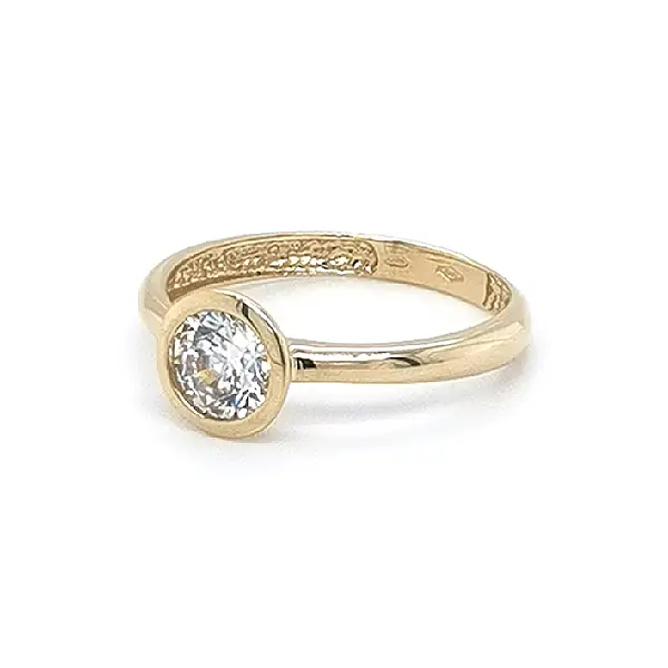 Gold Engagement Ring with Zircon