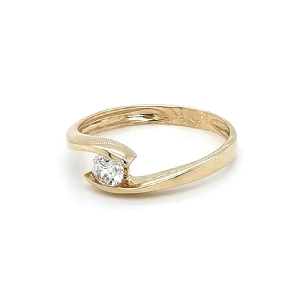 Gold Engagement Ring with Zircon
