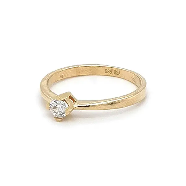 Gold Engagement Ring with Zircon