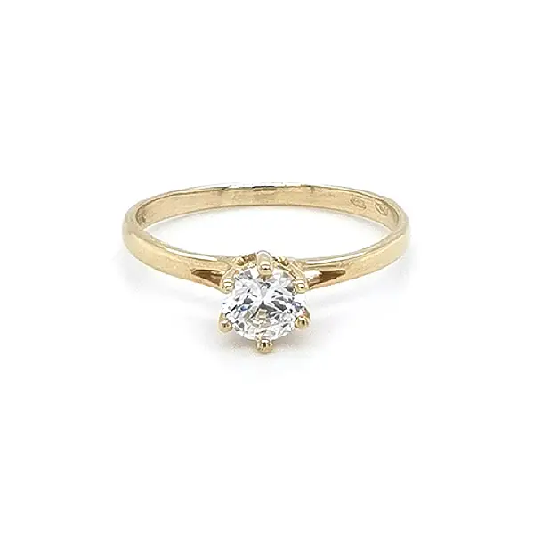 Gold Engagement Ring with Zircon