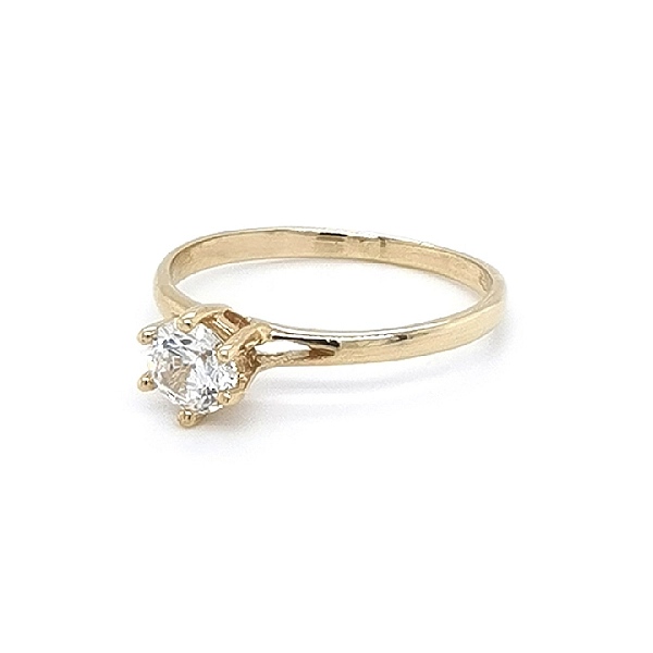 Gold Engagement Ring with Zircon