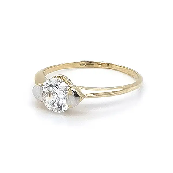 Gold Engagement Ring with Zircon
