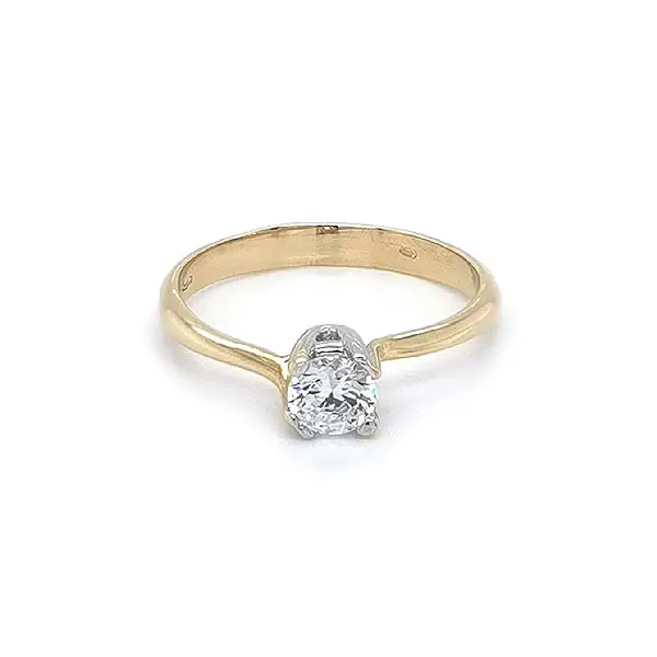 Engagement Ring with Zircon made of Combined Gold