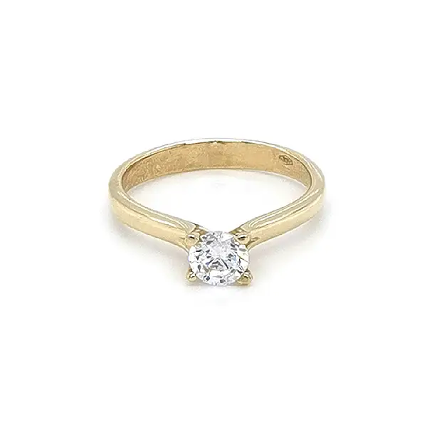 Gold Engagement Ring with Zircon