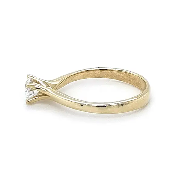 Gold Engagement Ring with Zircon