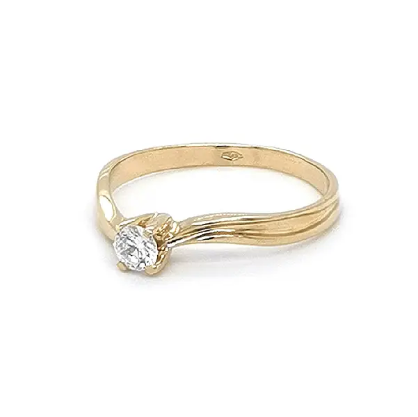Gold Engagement Ring with Zircon