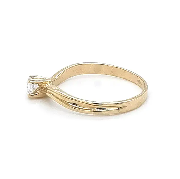 Gold Engagement Ring with Zircon