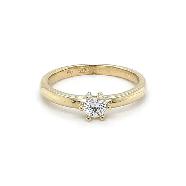 Gold Engagement Ring with Zircon