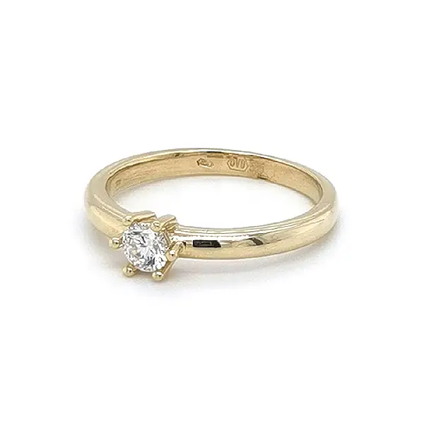 Gold Engagement Ring with Zircon
