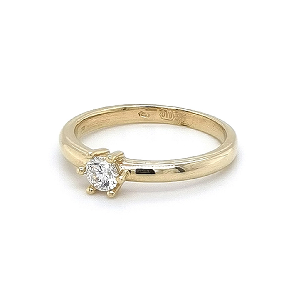 Gold Engagement Ring with Zircon