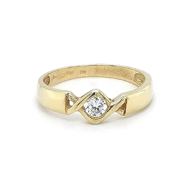 Gold Engagement Ring with Zircon