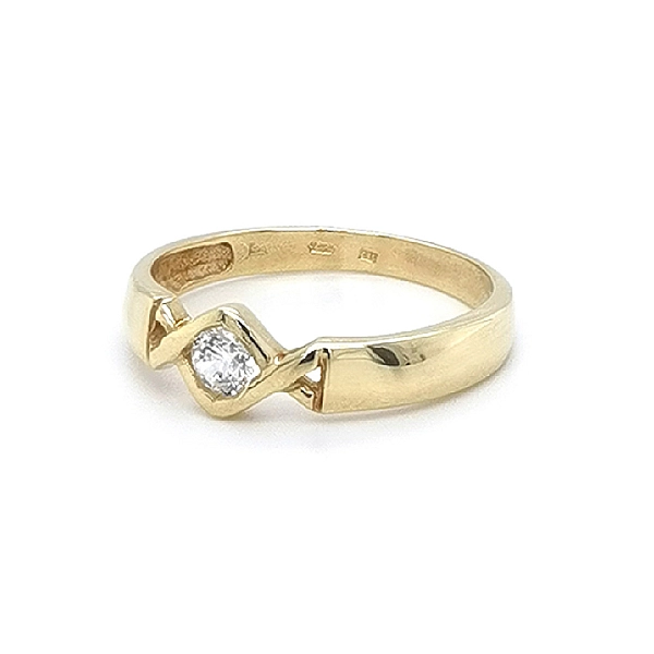 Gold Engagement Ring with Zircon
