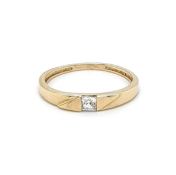 Gold Engagement Ring with Zircon
