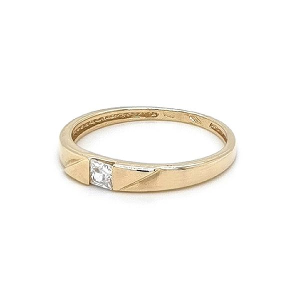 Gold Engagement Ring with Zircon