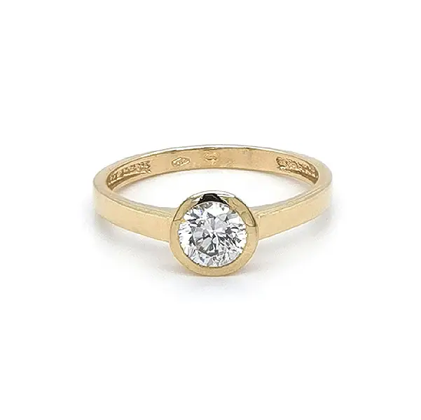Gold Engagement Ring with Zircon