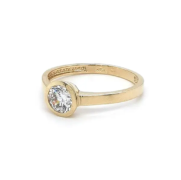 Gold Engagement Ring with Zircon