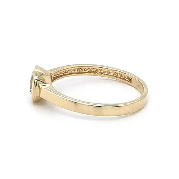 Gold Engagement Ring with Zircon