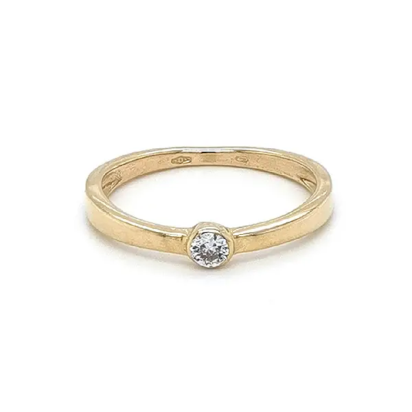 Gold Engagement Ring with Zircon