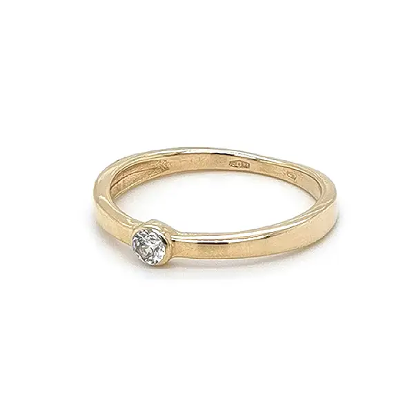 Gold Engagement Ring with Zircon