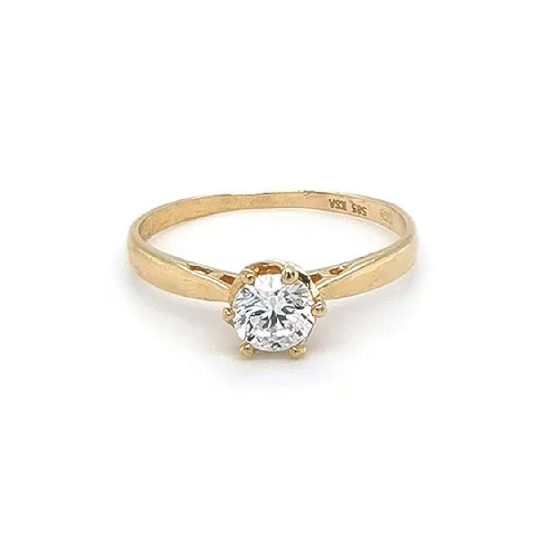 Gold Engagement Ring with Zircon