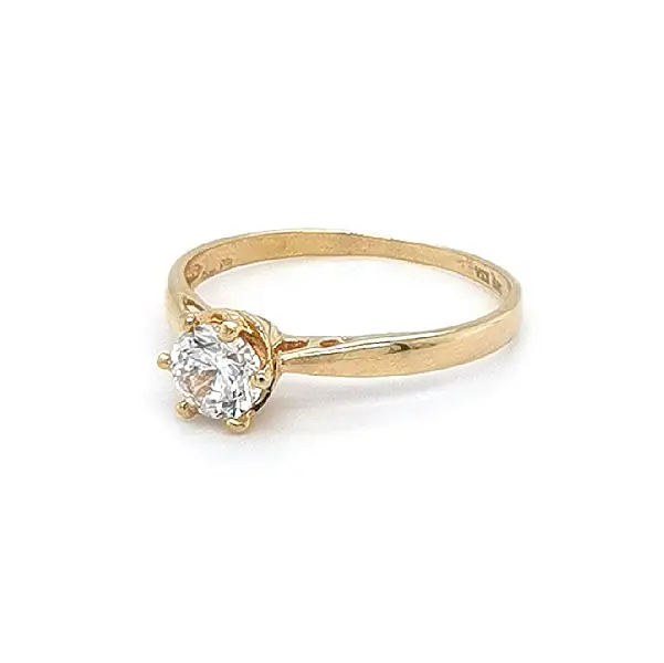 Gold Engagement Ring with Zircon