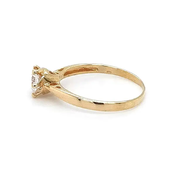 Gold Engagement Ring with Zircon