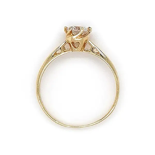 Gold Engagement Ring with Zircon