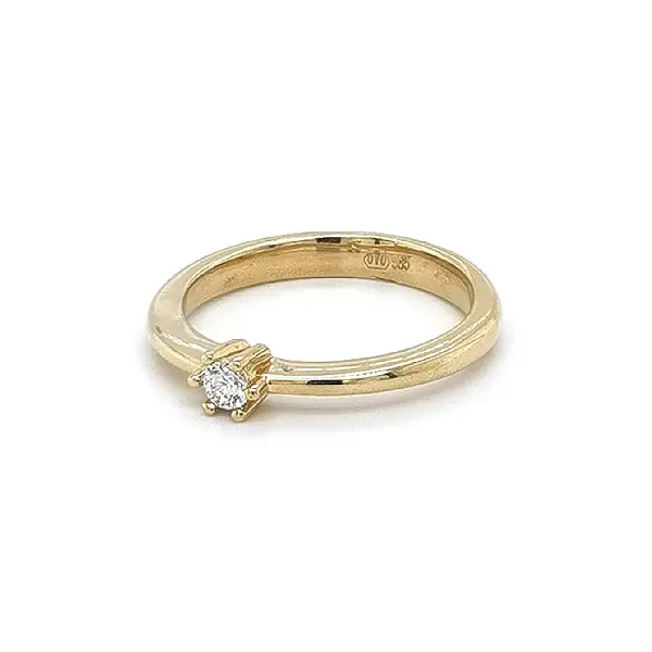 Gold Engagement Ring with Zircon