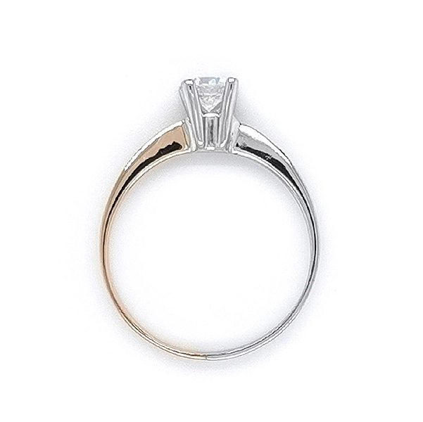 Engagement Ring with Zircon made of Combined Gold
