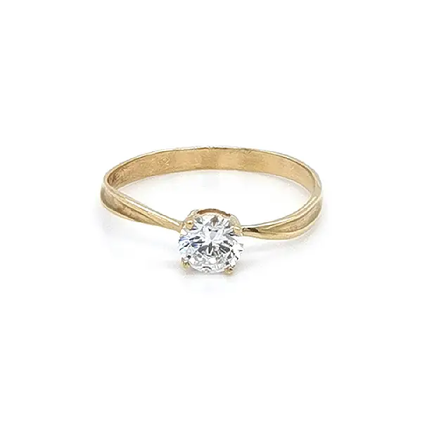 Gold Engagement Ring with Zircon