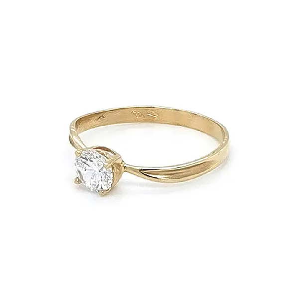 Gold Engagement Ring with Zircon