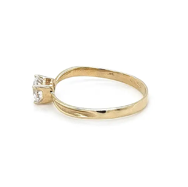 Gold Engagement Ring with Zircon