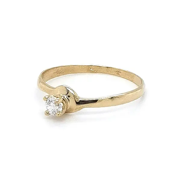 Gold Engagement Ring with Zircon