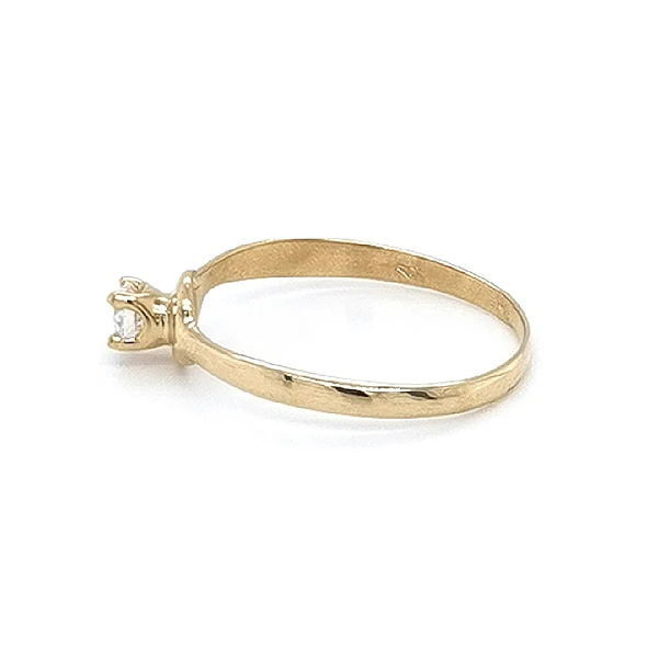 Gold Engagement Ring with Zircon