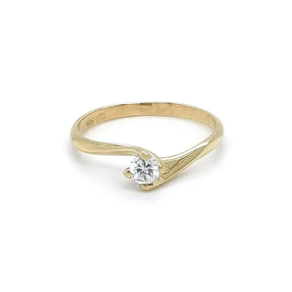 Gold Engagement Ring with Zircon