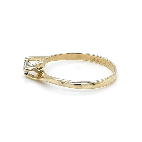 Gold Engagement Ring with Zircon