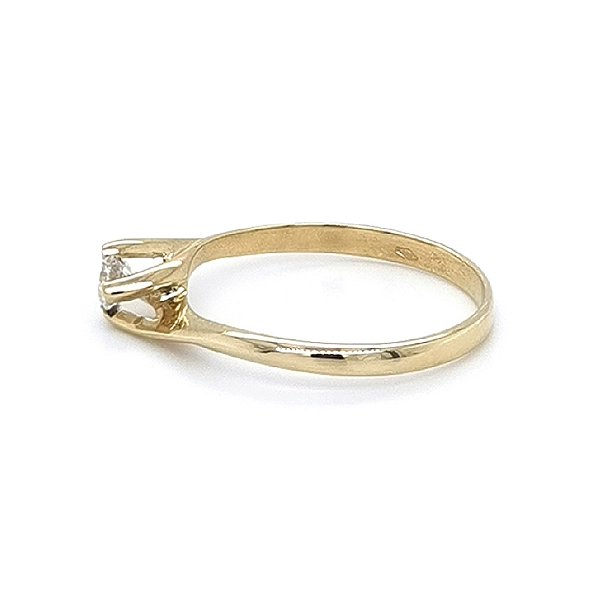 Gold Engagement Ring with Zircon