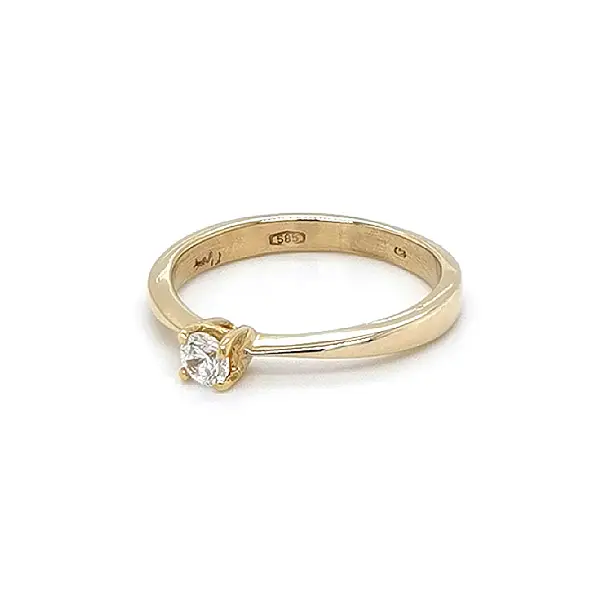 Gold Engagement Ring with Zircon
