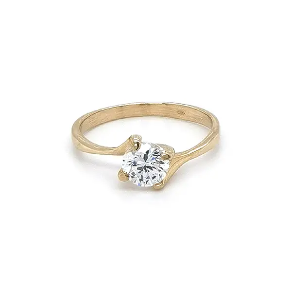 Gold Engagement Ring with Zircon