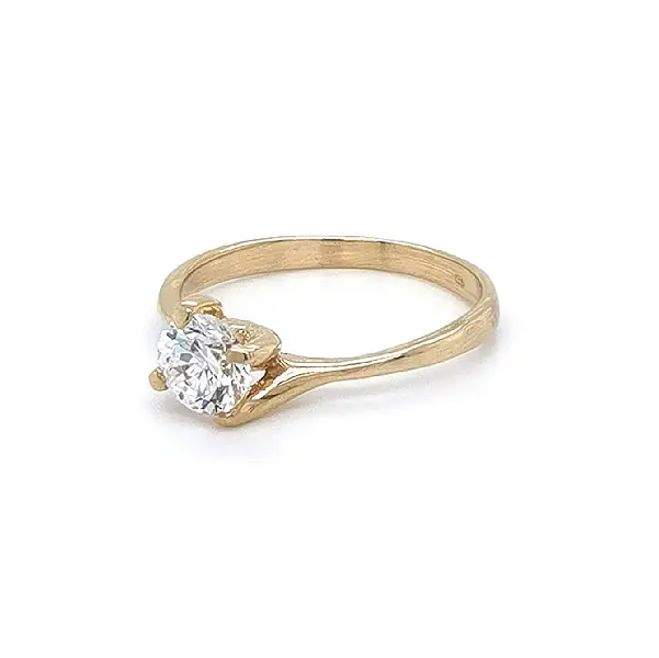 Gold Engagement Ring with Zircon