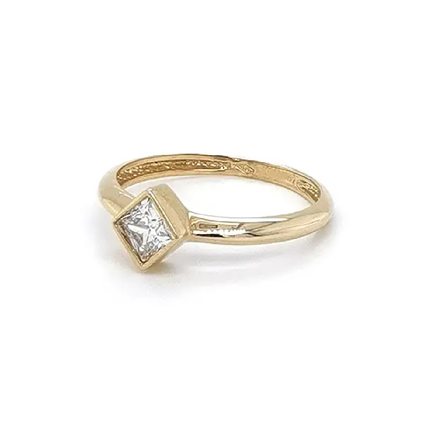 Gold Engagement Ring with Zircon