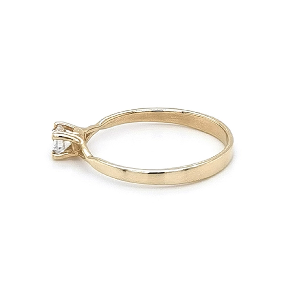 Gold Engagement Ring with Zircon
