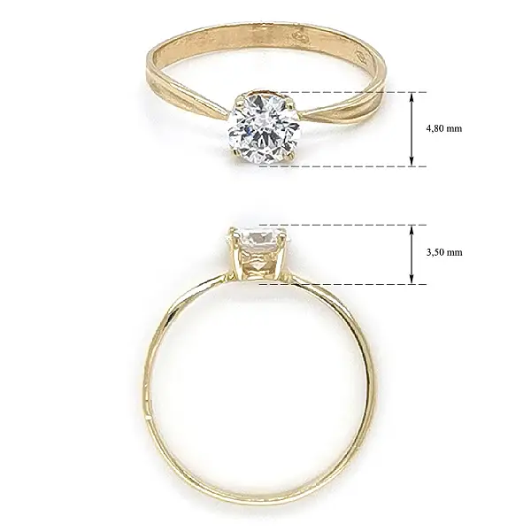 Gold Engagement Ring with Zircon