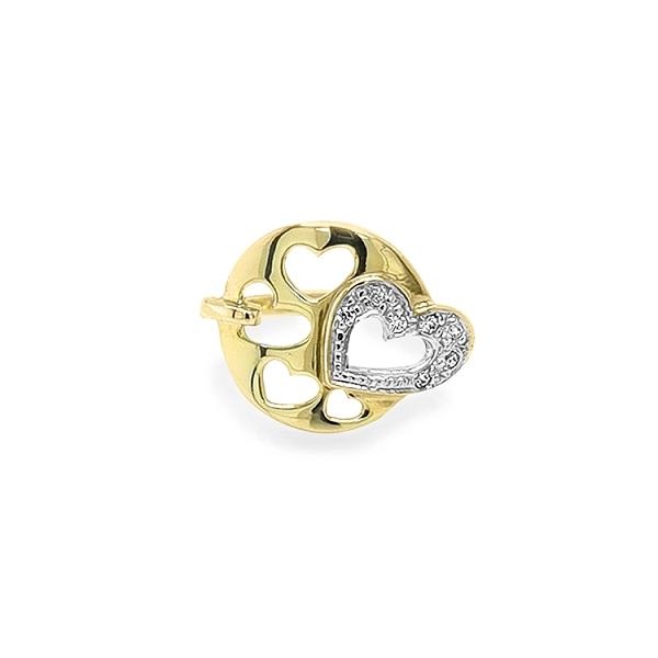 Gold Ring with Zircones Hearts